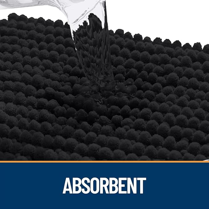 OLANLY Dog Door Mat for Muddy Paws 59x24, Ultra Absorbent Chenille Mud Doormat, Non-Slip Washable and Dirt Trapping Doormat for Indoor Entryway, Quick-Dry Indoor Pet Bed Mats for Dogs, Black