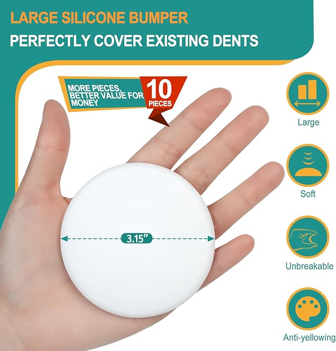 10-Pack Door Stoppers Wall Protector, [3.15"] Large White Silicone Door Bumpers with Strong Thickened Adhesive,Shock Absorbent Door Knobs Wall Protectors to Cover up Damage and Protect Wall Surfaces