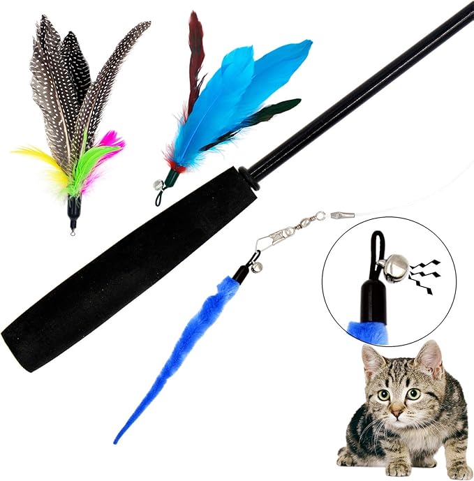 Cat Feather Toys Refills, 10 Pieces Worms Feathers Refills, Cat Wand Replacement Feathers Toy for Indoor Cats