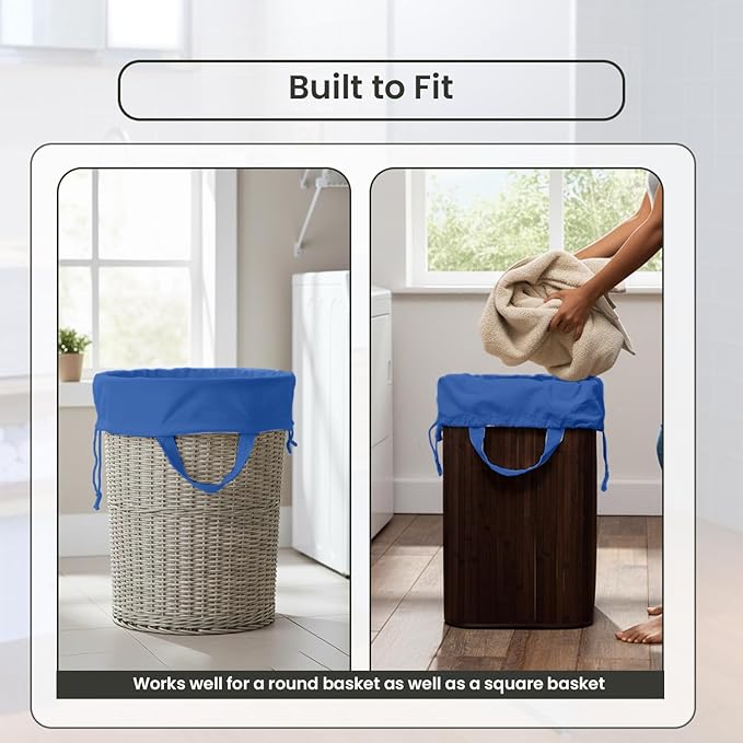 LFH Home Large Premium Cotton Canvas Laundry Bag with Drawstring and Handles Heavy Duty, Multi-Use, and Washable for Home, Travel, College or Storage 28x40 (Pack of 2)-Sky Blue