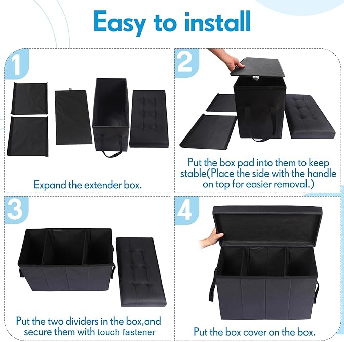 Car Back Seat Extender for Dogs up to 300lbs Car Seat Extender Back and Front Gap Filler with Storage Prevent Your Dogs from Falling Off(2 Pack)