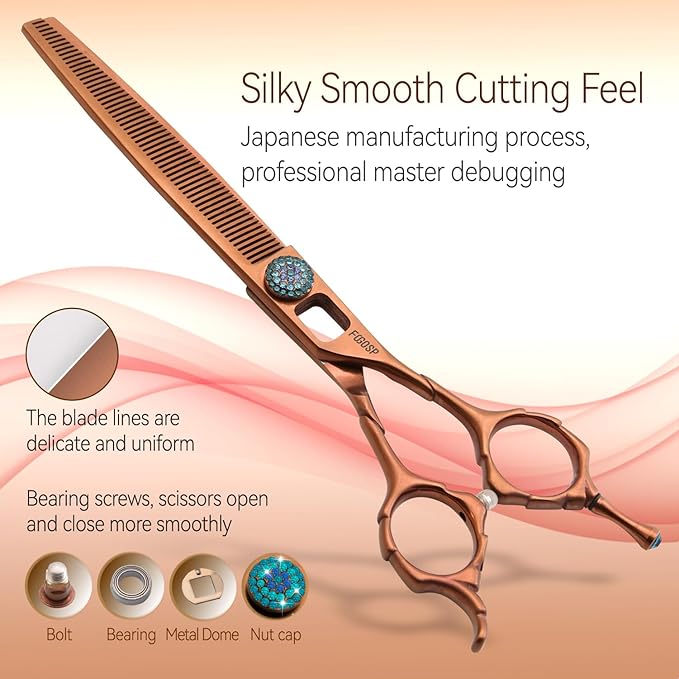 Thinning Shears for Dogs 58 Teeth 7.5'' Professional Blending Thinner Scissors for Dog Pet Sharp and Durable For Right Handed Groomers(7.5,Chocolate Thinner)