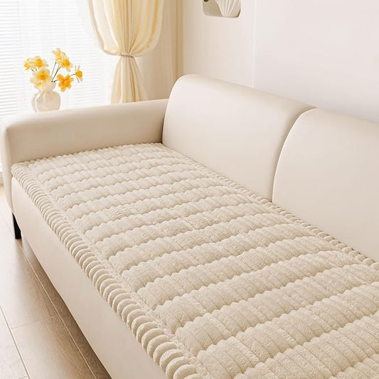hyha Couch Covers for Dogs Washable, Non Slip Plush Dog Sofa Protectors, Fuzzy Pet Couch Covers for 3 Cushion Sofa Pet Friendly (Apricot, 27.6" x 70.9")