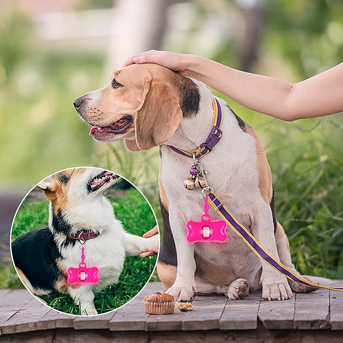Arroyner 40 Pack Bone Shaped Poop Bag Dispenser Pet Waste Disposal Bag Dispenser (Random Color)