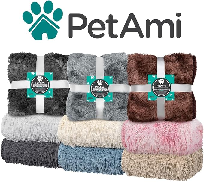 PetAmi Waterproof Dog Blanket for Large Dog, Calming Pet Blanket Bed Couch Cover Protector, Washable Sherpa Faux Fur Throw for Sofa Furniture Protection, Soft Fluffy 60x80 Tie-Dye Black