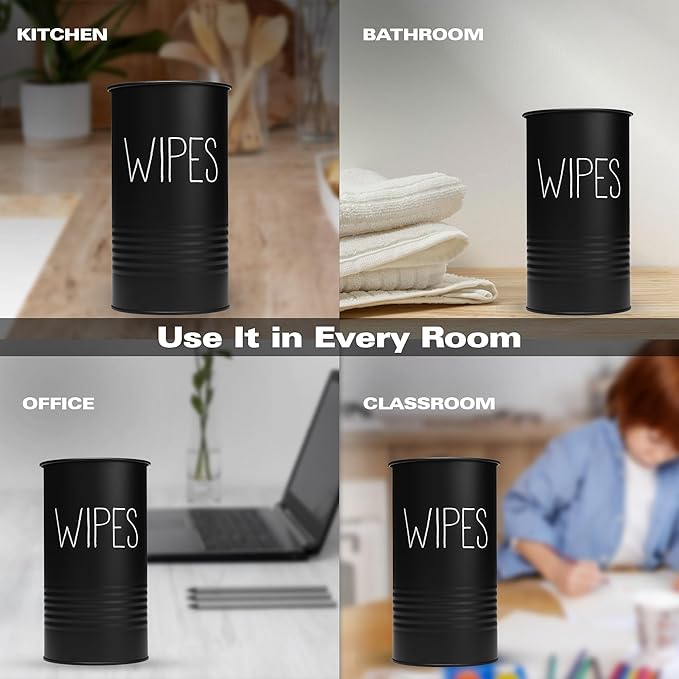 TEKHEUTEN Wipe Holder for Kitchen/Bathroom Counter, Disinfectant Wipe Container, Farmhouse Kitchen Decor, Vintage Countertop Wipe Storage Organizer Caddy, with Matte Black