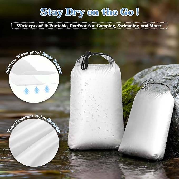 Travel Laundry Bags, 2 Pcs Waterproof Dry Wet Bags, Dirty Clothes Organizer with Handles, Collapsible Storage Bag for Workout Swimsuit Diaper Yoga Beach Bathing Camping