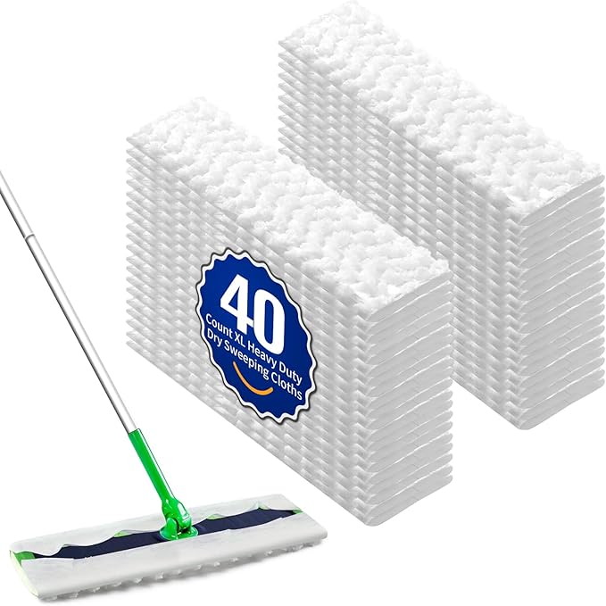 40 Count XL Pet Dry Sweeping Cloth Refills for Swiffer Sweeper XL Mop, Unscented Heavy Duty Dry Pads Refills for Multi-Surface Floor Cleaning