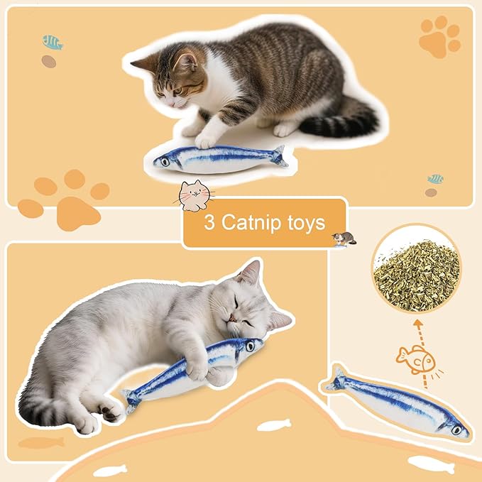 Cute Cat Beds Kitten Beds with Catnip Toys, Soft Small Dog Beds, Washable Pet Beds for Puppy and Kitty, Funny Burrito Shape, 20 Inch