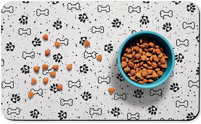 Dog Food Mats,Cat Absorbent Water Bowl Feeding Mats Pet Placemats for Food and Water Spot 12 * 20 inch