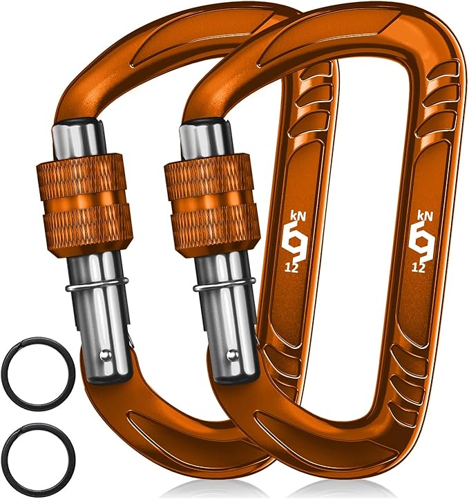 12kN (2697 lbs) Heavy Duty Carabiner Clips, for Securing Pets, Outdoor, Camping, Hiking, Hammock, Dog Leash Harness, Keychains
