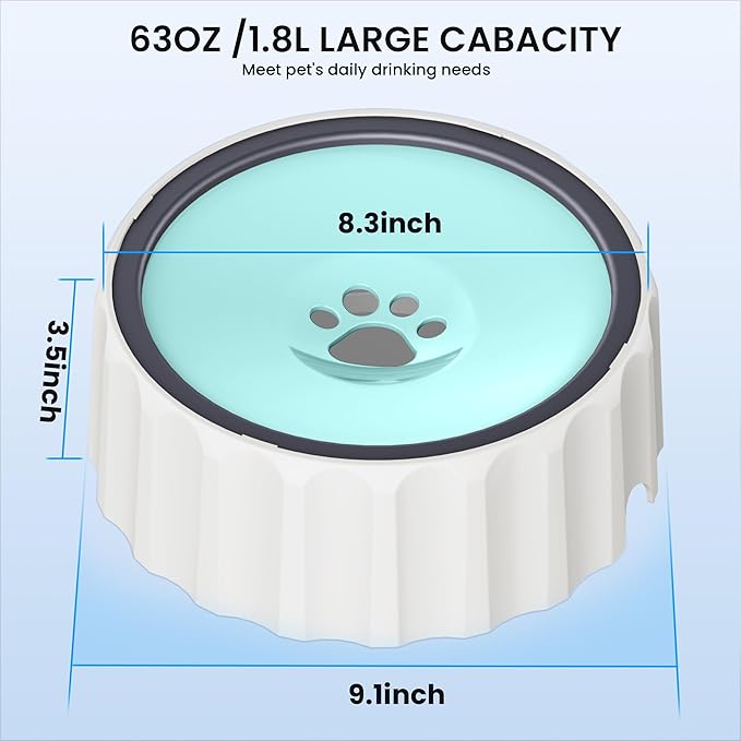 FORWH Dog Small Animals Water Bowl No Spill 70oz/2L Large Capacity Dispenser Non Slip No Splash Small Animals Bowl Pet Slow Feeder No Drip Dog Water Bowl on Vehicle for Dogs and Cats - Green