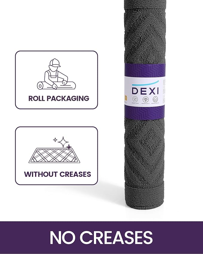 DEXI Front Door Mat for Entryway, 32x48 Washable Entry Rugs with Non Slip Backing, Low Profile Absorbent Welcome Floor Doormat for Inside Home, Entrance, Dark Grey