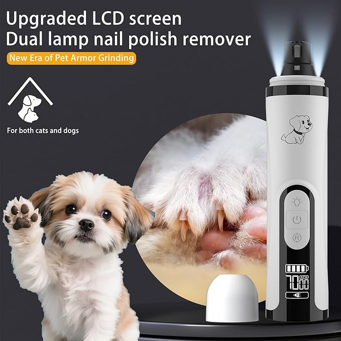 New Upgraded Silent Dog Nail Grinder, Cordless Grooming Pro Nail Grinder with 3 Adjustable Speeds &Dual Led Light, Painless Paws Grooming for Small Medium Large Dogs & Cats (M5)