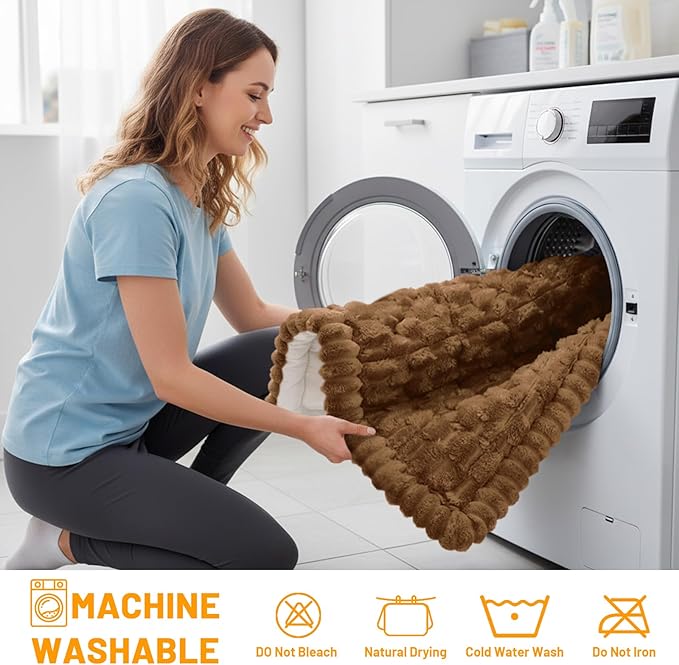 Smiry Pet Couch Cover for 3 Cushion Sofa, Non-Slip Fuzzy Couch Cover for Dogs Washable, Thick Soft Sofa Slipcovers Cushion Protector Pet Friendly (Chocolate, 27.6" x 70.9")