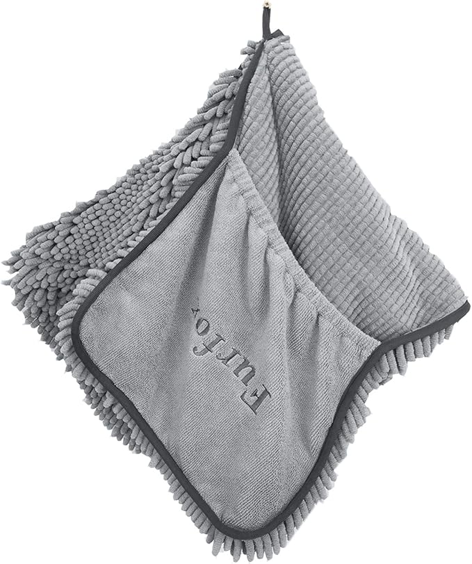 Furfox Absorbent Dog Towel, Microfiber Quick Drying Towel Machine Washable with Hand Pockets - Medium Large Dog 35 x 15'