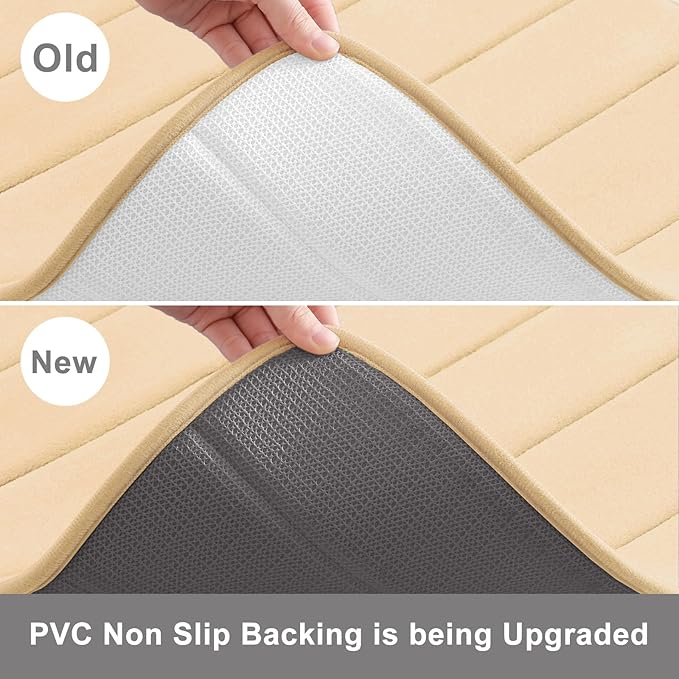 Buganda Memory Foam Bath Mat, 47" x 17", Ultra Soft and Non-Slip Bathroom Rugs, Water Absorbent and Machine Washable Bath Rug Runner for Bathroom, Shower, and Tub, Gold