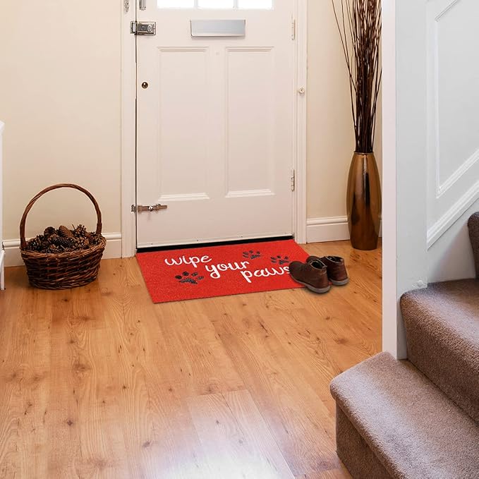 Welcome Door Mats Outside Doormats for Home Entrance Funny Door mats Wipe Your Paws Mat for Front Door Indoor with Non Slip Rubber Mat Dog Mats 18X30 Inch Red