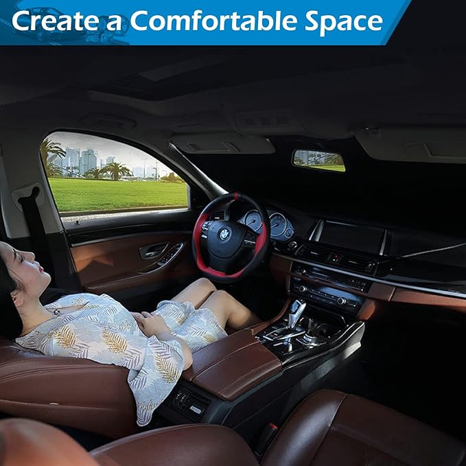 IC ICLOVER Car Windshield Sun Shade, 210T Polyester Foldable Front Window Sun Visor Protector, Blocks UV Rays and Heat Sun Protection Shield, Keep Your Vehicle Cool, Fits Sedans, Mid-Size SUV (Medium)