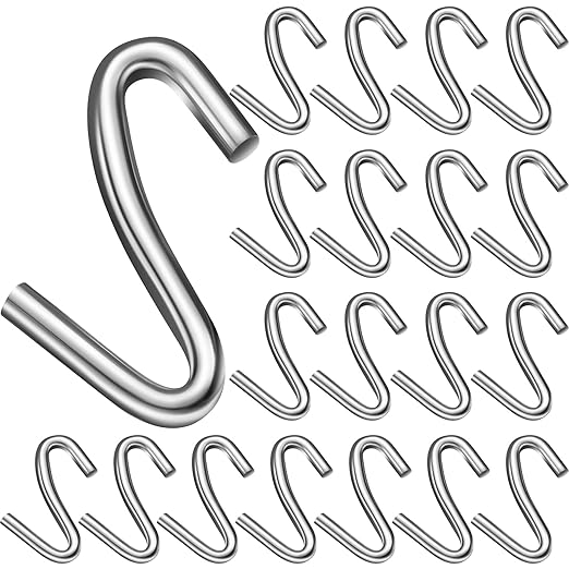 Moxweyeni 20 Pack Heavy Duty S Hooks 3.2 Inch Galvanized Steel Offset Hanging Hook S Shaped Utility Use for Industrial Hanging Hammock Stand Swing Plants, Max 450 Lbs