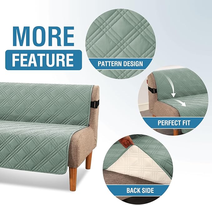 H.VERSAILTEX 100% Waterproof Futon Sofa Slipcover Reversible Sofa Cover Armless Futon Cover Soft Thicken Sofa Bed Pets Kids Dog Cat Fit Sitting Width Up to 70", Lily Pad/Beige