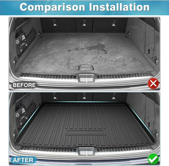 Mixsuper Custom Fit Cargo Liner for Mercedes-Benz GLE Class 2020-2025, All Weather Cargo Mat for Mercedes Benz GLE SUV 5 Passenger, Trunk Mat Anti-Slip Rear Trunk Liner Black