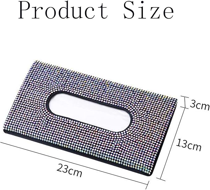 Bling Car Sun Visor Tissue Mask Box Holder, Bling Car Accessories for Women Girls, Hanging Crystal Sparkling Diamond Napkin Holder Paper Towel Cover,PU Leather Backseat Tissue Case