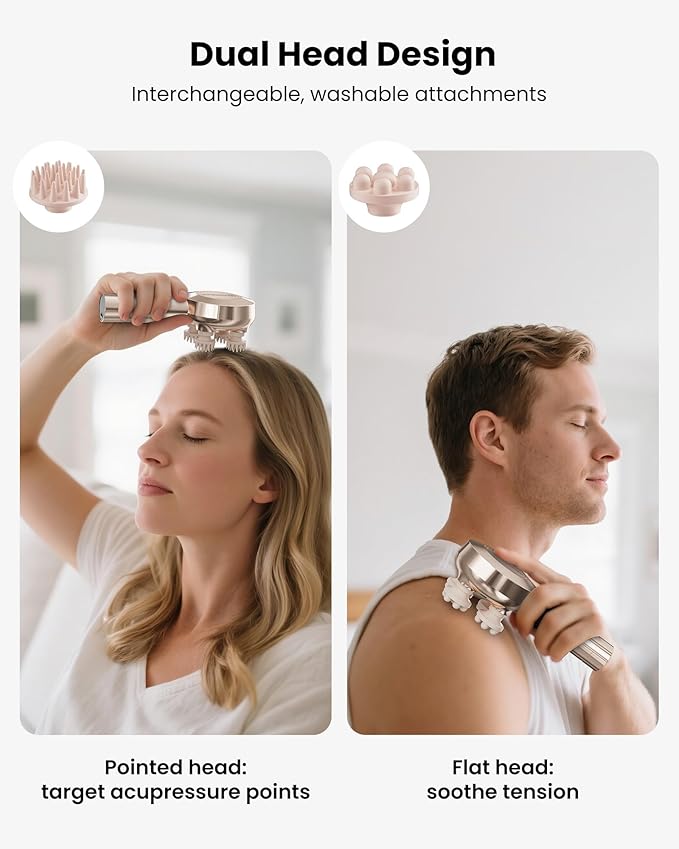 COMFIER Handheld Scalp Massager Hair Growth,Cordless Hair Head Massager with 3 Modes & 8 Silicone Claws,IPX7 Waterproof Body Massager for Stress Relax,Pet Massage,Head Scratcher,Gifts Men,Women(Gold)