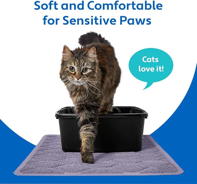 MIGHTY MONKEY Waterproof BPA Free Cat Litter Box Trapping Mat, Easy Clean Floors, Textured Backing, Soft on Sensitive Kitty Paws, Cats Accessories, Less Waste, Stays in Place, 35x23, Purple