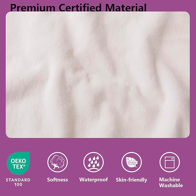 Tuffeel Waterproof Blanket for Bed King Size, Leak Proof Dog Couch Blankets Reversible, Pet Throw Sofa Furniture Protector Machine Washable-82 x108,Purple+Cream