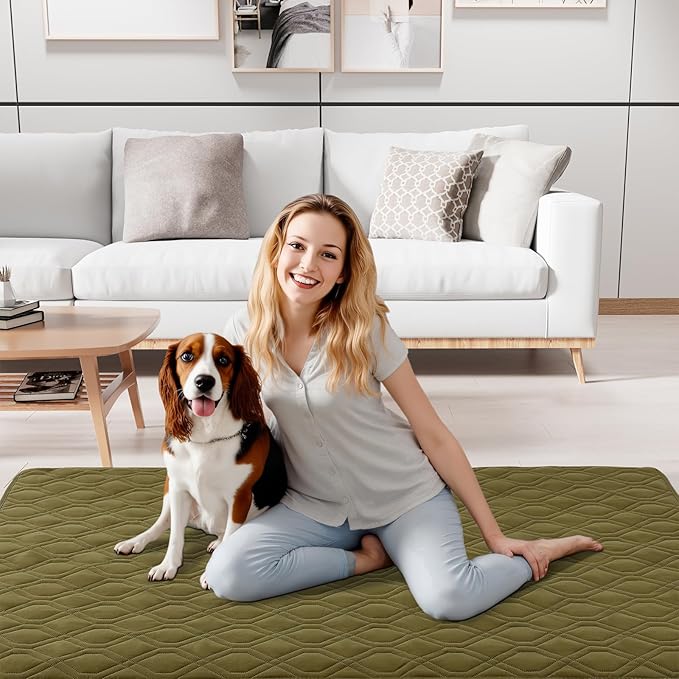 Smiry Reversible Waterproof Couch Covers for Sofa, Washable Dogs Pet Couch Covers for 3 Cushion Sofa Pet Friendly, Water Resistant Furniture Protector Slipcover, Geometric (52"x82", Green/Navy)