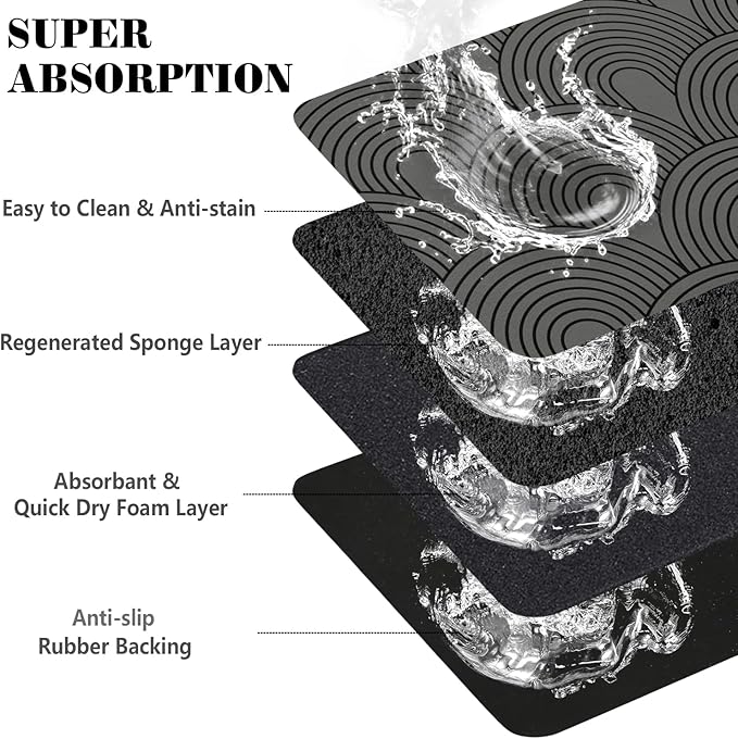 Dog Food Mats for Floors Absorbent, Pet Cat Food Mat - Quick Dry Dog Bowl Mats for Food and Water, Eco-Friendly Boho Pet Supplies