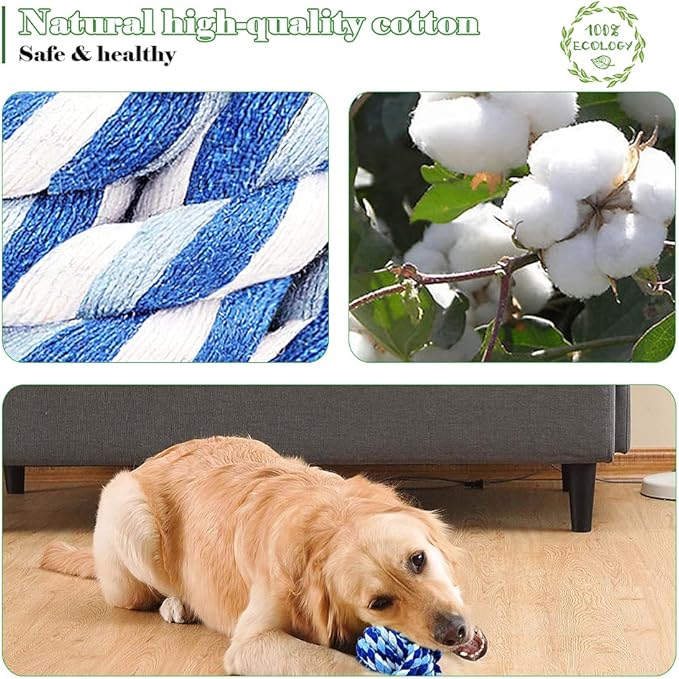 Wellbro Pet Chew Toy, Knots Weave Cotton Rope, Biting Small Ball for Dogs & Cats, 6 in One Pack