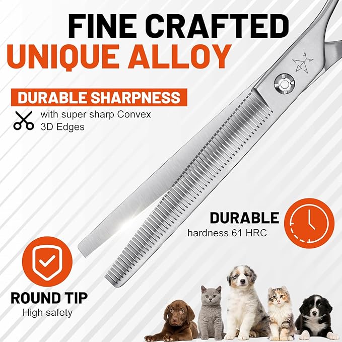 High-end Professional Dog Grooming Thinning Scissors Teeth Cutting Blending Shears Pet Texturizing Shears 7.5 Inch Extremely Very Sharp Stainless Steel Alloy For Cat Other Animals Groomer