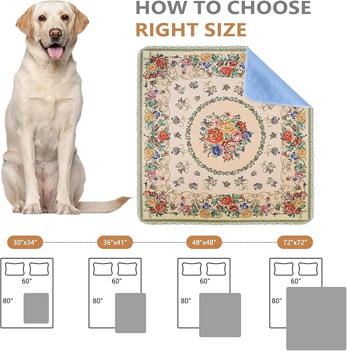 Qeils Washable Pee Pads, Reusable Puppy Pads Super Absorbent Leakproof Dog Training Pads, Non-Slip Wee Wee Pads for Crate, Floor, Potty Pads Feeding Mat Dog Pee 2 Pack 36"x36"