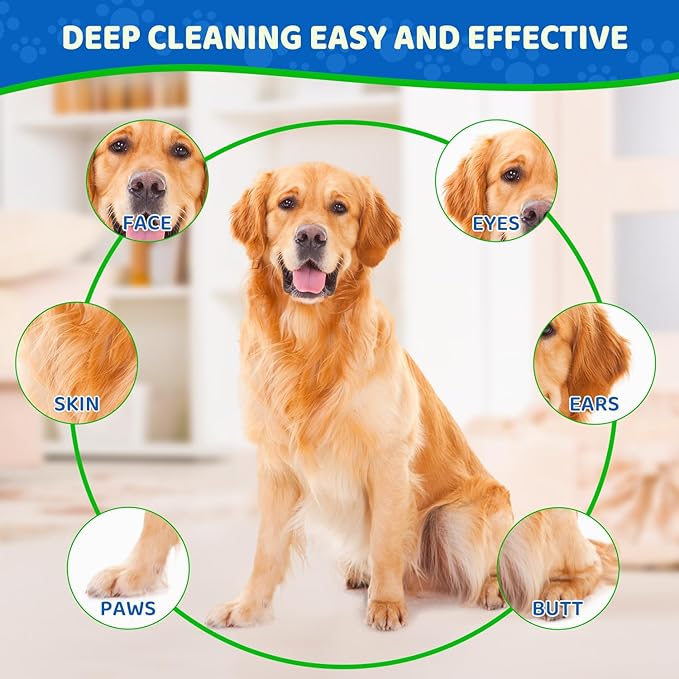 VOISEN Pet Glove Wipes for Dogs,24 Pcs Pet Cleaning Gloves,Dog Wipes Cleaning Deodorizing,Unscented Thick Pet Wipes for Nourish Fur Daily Care and Travel