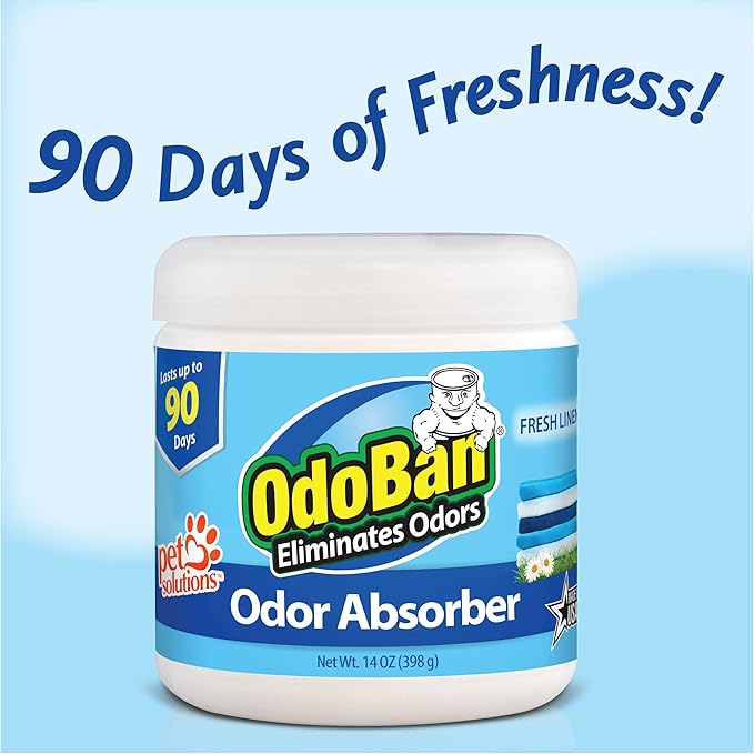OdoBan Solid Odor Absorber Eliminator for Home and Small Spaces, Fresh Linen Scent, 14 Ounces Each, 3-Pack