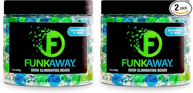 FunkAway Supercharged Odor Absorbing Beads, 12 oz., Eliminate Smoke, Pet and Bathroom Odors for Long-Lasting Results (Pack of 2)