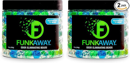 FunkAway Supercharged Odor Absorbing Beads, 12 oz., Eliminate Smoke, Pet and Bathroom Odors for Long-Lasting Results (Pack of 2)