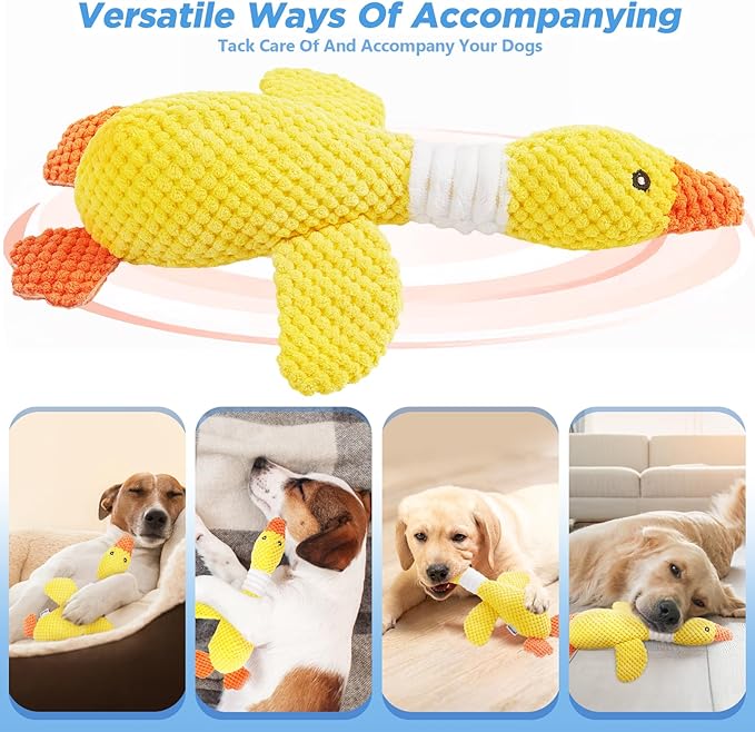 Vitscan Durable Dog Toys for Small Large Dogs, Dog Chew Toy for Not Aggressive Chewers, Tough Squeaky Interactive Dogs Toys for Puppies Plush Puppy Toys Goose Pet Toy Puppy Chew Toys for Teething