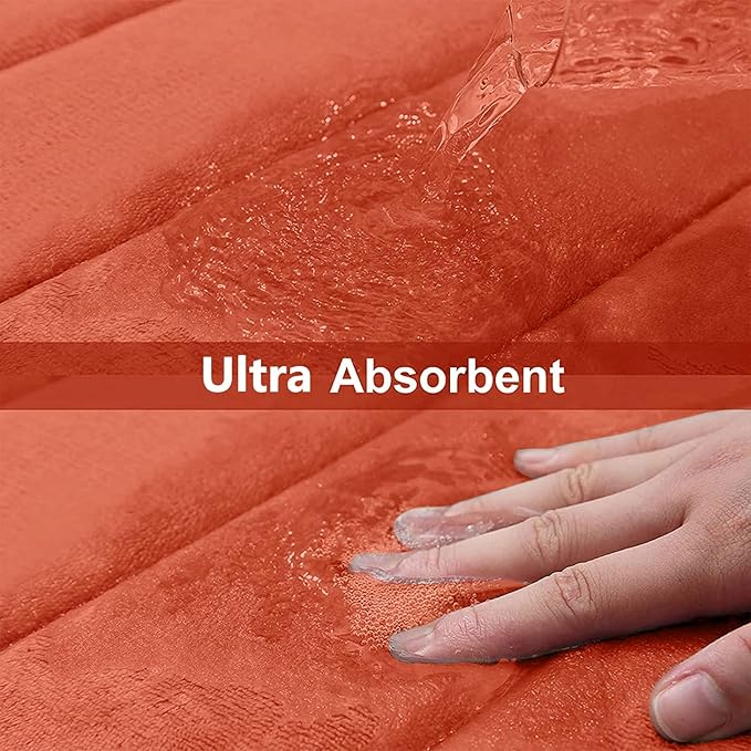 Buganda Memory Foam Bath Mat, 55" x 24", Ultra Soft and Non-Slip Bathroom Rugs, Water Absorbent and Machine Washable Bath Rug Runner for Bathroom, Shower, and Tub, Coral