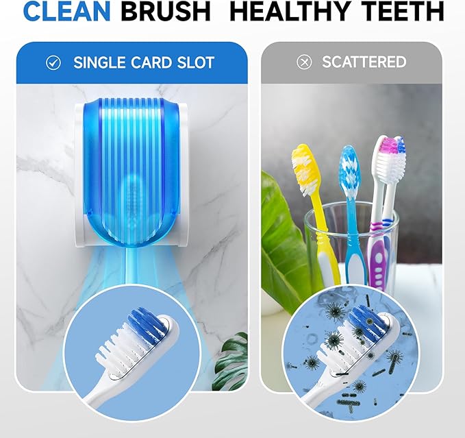 Toothbrush Holders for Bathrooms【Upgrade Single Slot Design】 Toothbrush Holder Wall Mounted with Cover Moisture-Proof and Dust-Proof Toothbrush Storage Organizer for Shower Family and Travel 4PCS