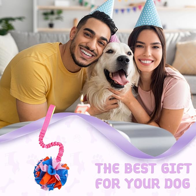 KrauzPet Snuffle Ball with Bungee Tug, Tug of War Rope Toys for Small Medium Dogs, Interactive Dog Toys Puppy Training Pull Toy for Exercise & Interactive Play Games (Purple)