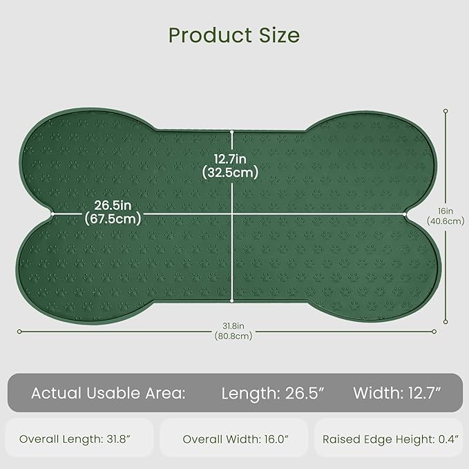 Dog Food Mat Anti-Slip Silicone Dog Bowl Mat Thicker Pet Placemat Waterproof Cat Feeder Pad with Raised Edge Puppy Kitten Feeding Mats Suitable Small Medium-Sized Dogs Cats Eating Tray