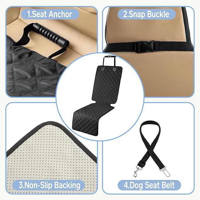 Dog Car Seat Extender with Seat Cover, Front & Back Seat Extender with Storage, Car Organizer for Large Dogs up to 120lbs