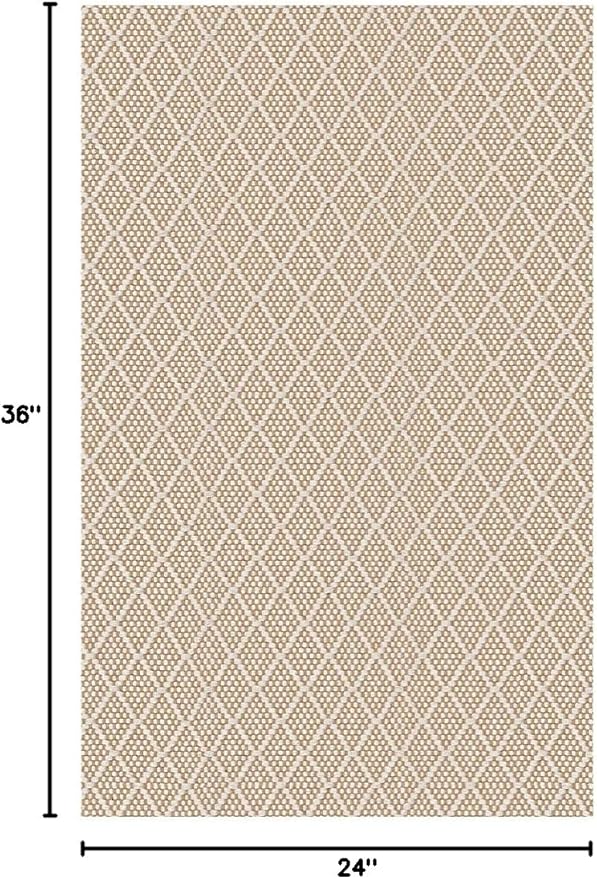KOZYFLY Small Area Rug 2x3 Ft Washable Entryway Rug Non Slip Rubber Backed Throw Rugs Indoor Door Mat, Braided Cotton Floor Carpet for Front Entrance Front Door Sink Foyer, Tan/Beige