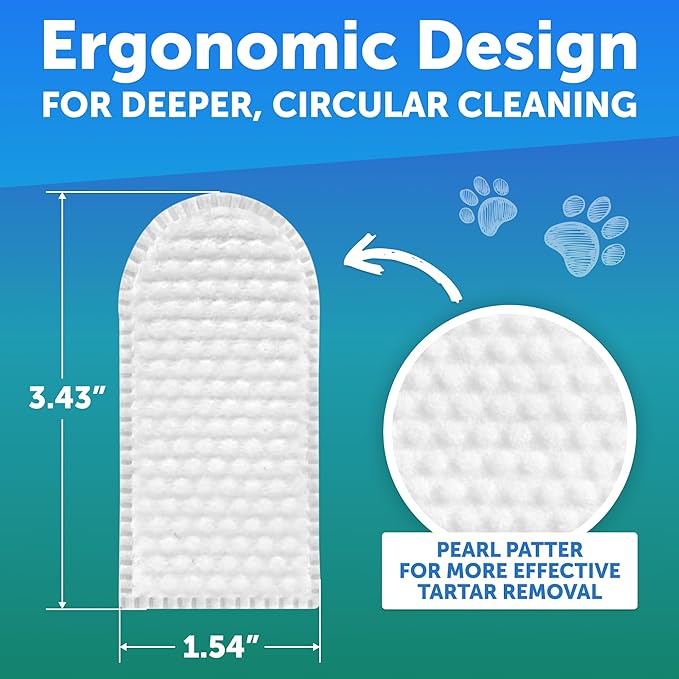 Dog Teeth Cleaning Wipes - 50 Dog Dental Care Finger Wipes - Finger Toothbrush for Removing Plaque, Tartar Buildup, Bad Breath - Oral Freshness, Healthy Teeth & Gum Support with Coconut Oil, Unscented