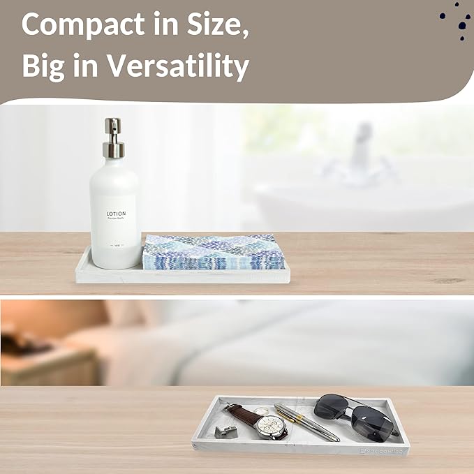 Spacewiser Countertop and Vanity Tray - 2 PC Large 11.7" Silicone Bathroom Trays, Counter Organizer, Dish Soap Sponge Holder Kitchen Sink Tray Organizer, Sink Caddy Toothbrush Key Kitchen Soap Trays