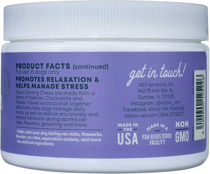 ALZOO Calming Chews for Dogs Anxiety, Peanut Butter Flavor - Natural Dog Calming Treats, Stress Relief for Storms, Fireworks, Grooming, Separation Anxiety, Made w/Valerian & Chamomile, 90 ct