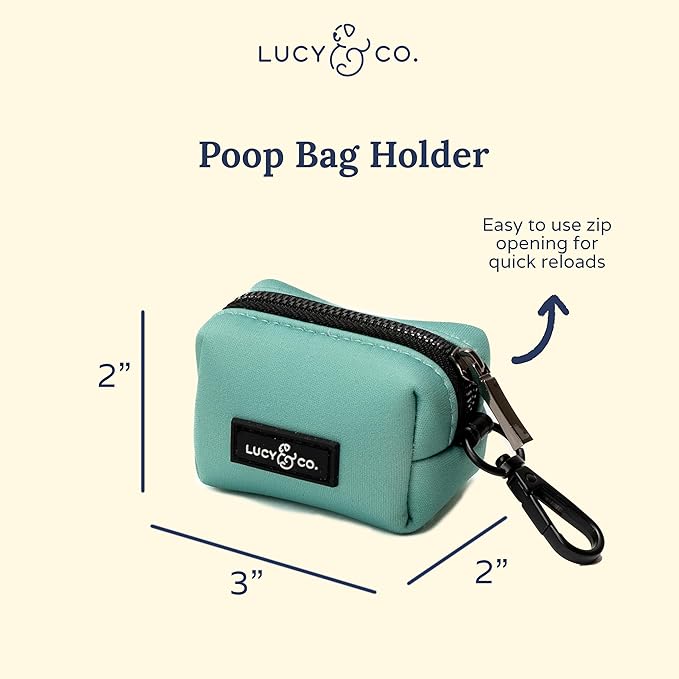 Lucy & Co. Dog Poop Bag Holder - Leak Proof Dispenser with Leash Attachment - Easy Refills - Hygienic Pet Poop Pickup - Green Outdoor Plaid
